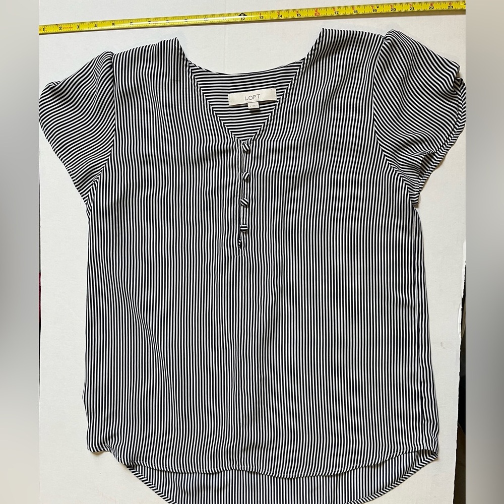 LOFT Monochrome Striped Blouse - Picture 3 of 5
